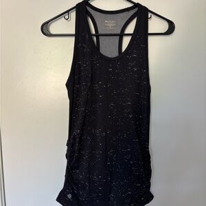 Athleta Black and White Speckled Long Stretchy Workout Tank Top